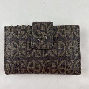 Giani Bernini Leather Framed Wallet Card Slots Snap Closure Coin Pocket Brown